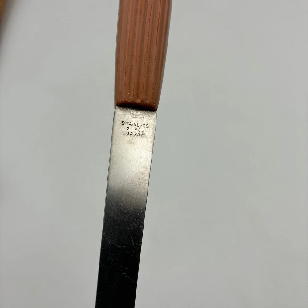 Vintage Stainless Steel Serving Spoon Floral Handle Japan Mid Century 12.5in